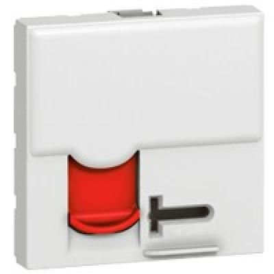 PRMOSAIC telefon 1xRJ45 UTP CAT6 2modulos reteszelt LCS2, fehér, piros redőnnyel, kulcsos