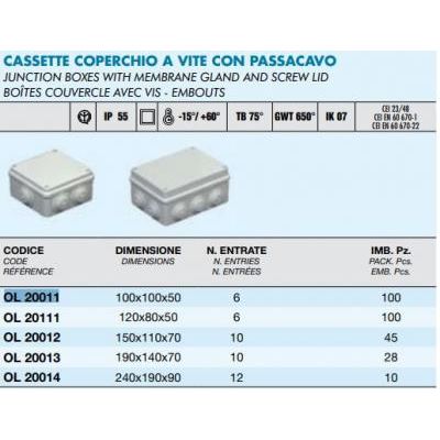 KÖTŐDOBOZ 100x100x50 IP55 SIM CASSETTE D.100X100X50 COP.A VITE CON