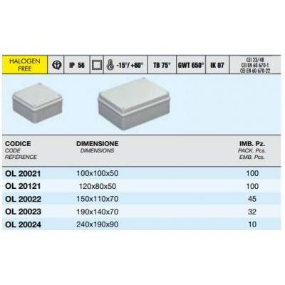 Kötődoboz 150x110x70 IP56 CASSETTE D.150x110x70 LISCE COP.