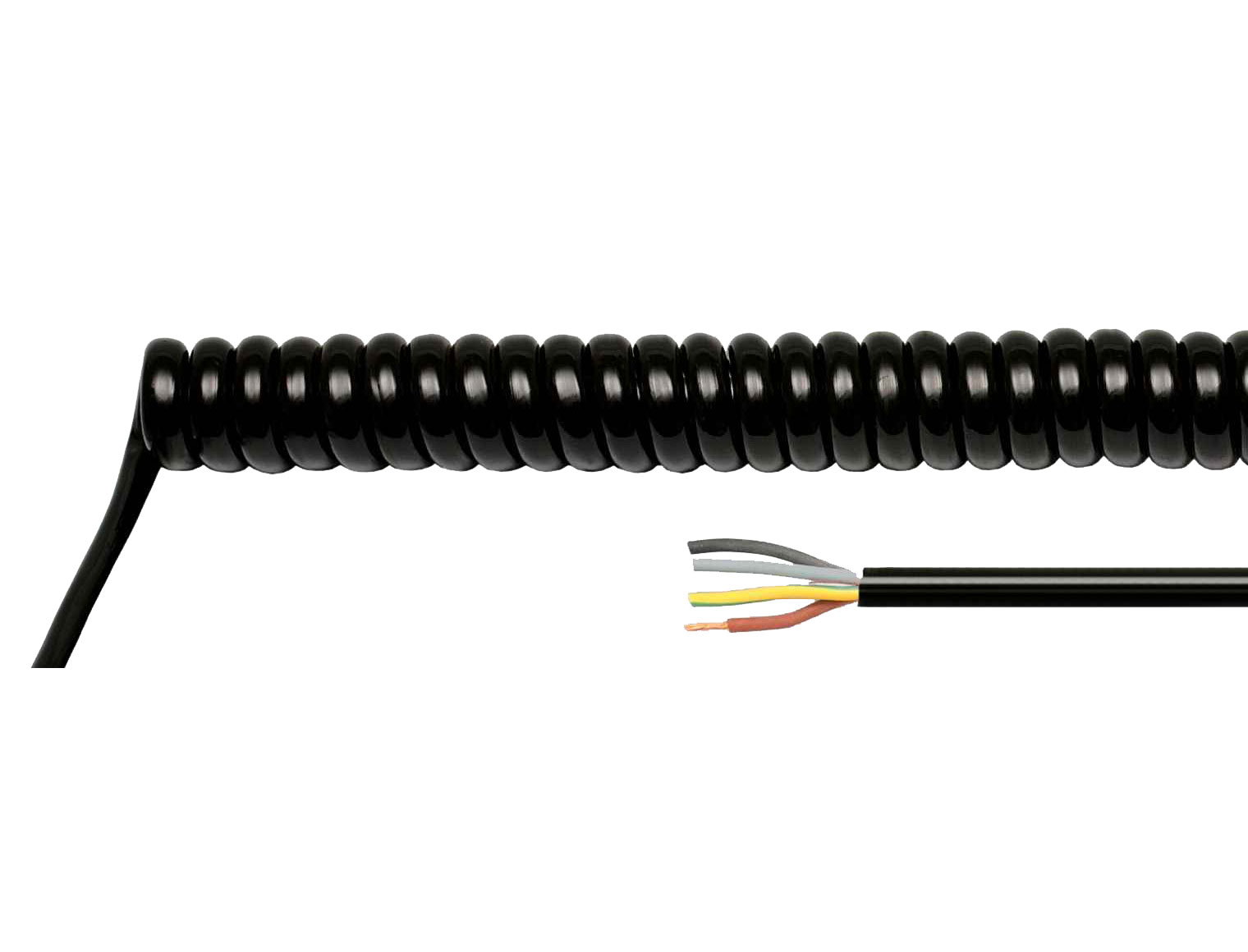 SPIRÁL KÁBEL 2x1,5mm2 (2,5 -10m) FK d kábel 8,7mm, d spirál 30,4mm