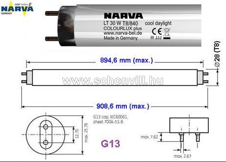FÉNYCSŐ   30W T8 4000K 108531000@