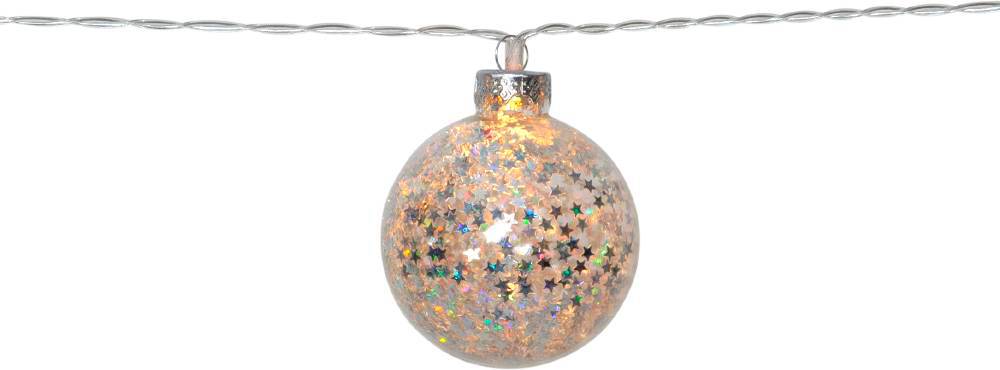FÉNYFÜZÉR GÖMBÖK EZÜST 2AA 10LED 1,@