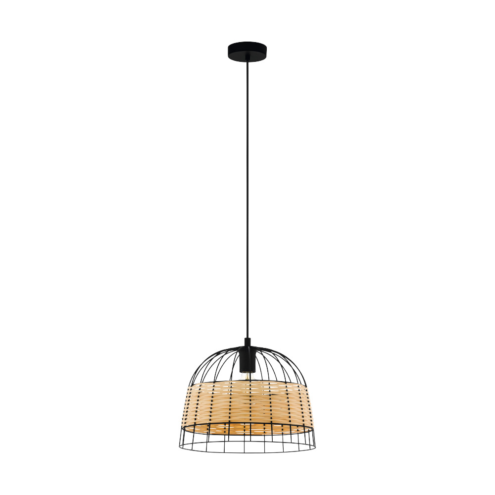 Függ.E27 1x40W37cmfekete/rattan Anw