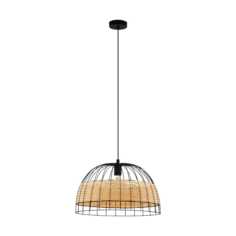 Függ.E27 1x40W 50cmfekete/rattanAnw