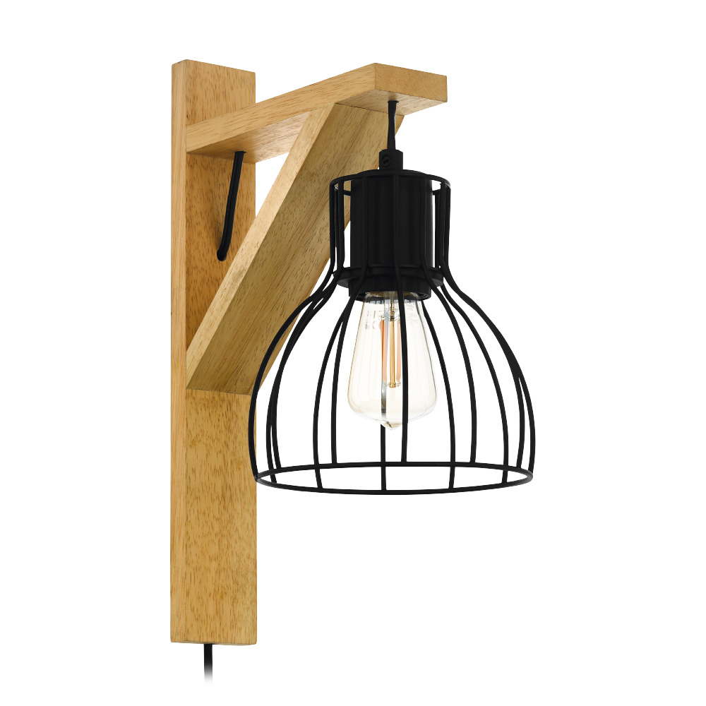 Fali E27 1x40W fekete/fa Rampside@