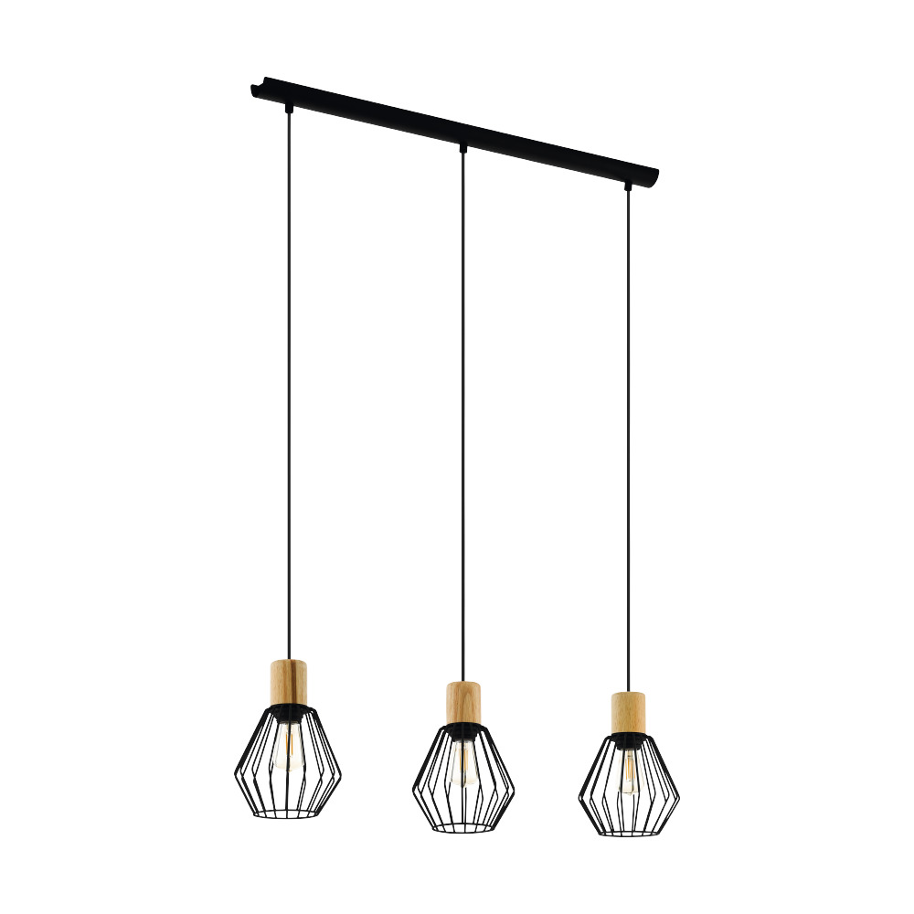 Függeszték E27 3x60Wfekete/fa Palmo