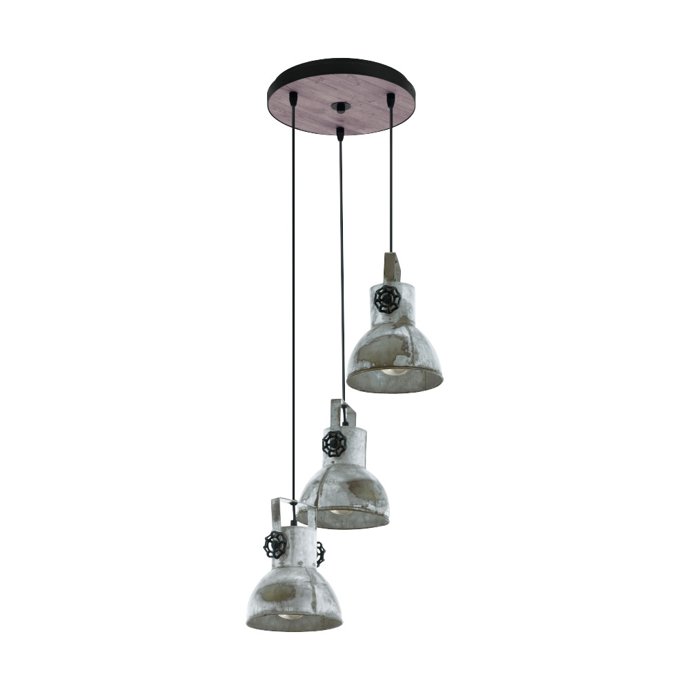 BARNSTAPLE Függ.E27 3x40W cink/fek@