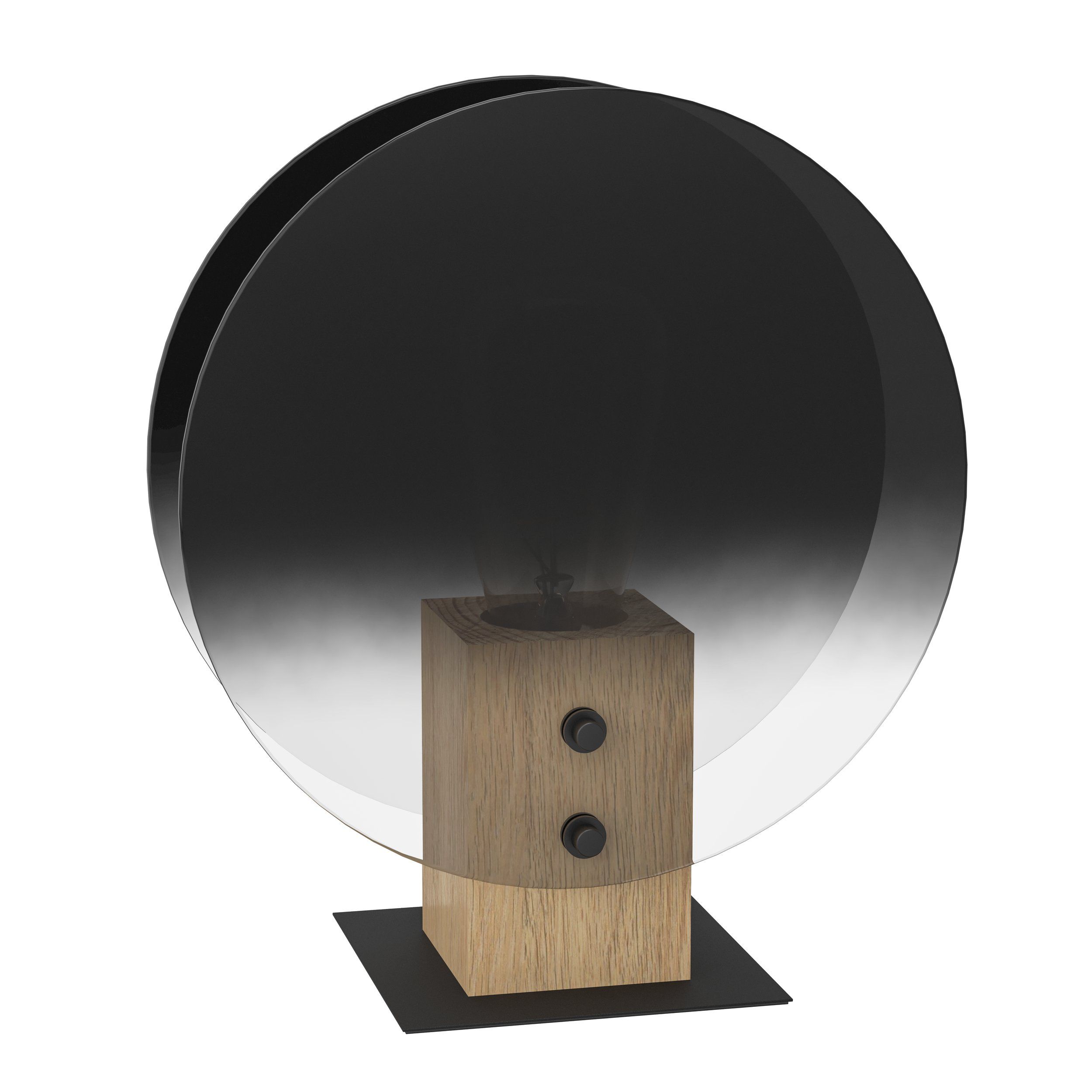 MILLENA Asztali 1xE27 fekete/fa/fekete-szürke