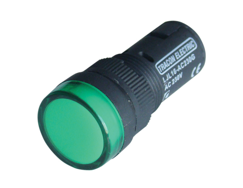 Jelzőlámpa 16mm-es LEDes 230V zöld