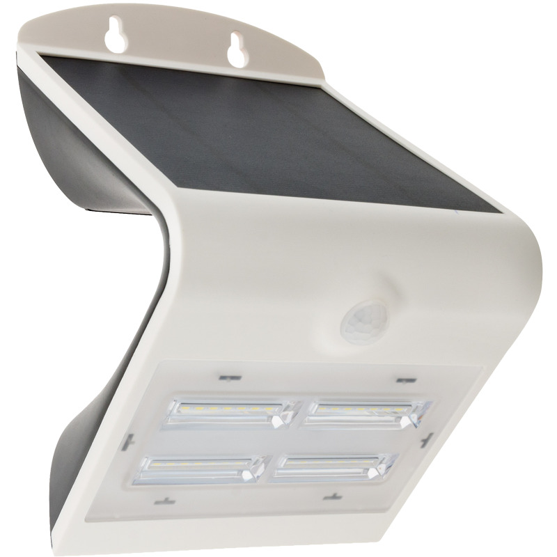 LED fali világító test+mozgásérzékelővel, napelemes 3,2W 4000K 400lm 3,7V 2Ah IP65 fehér