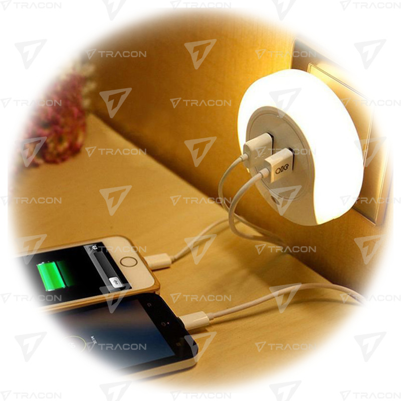 ÉJSZAKAI LÁMPA +ÉRZ 0,4W 8lm +2XUSB