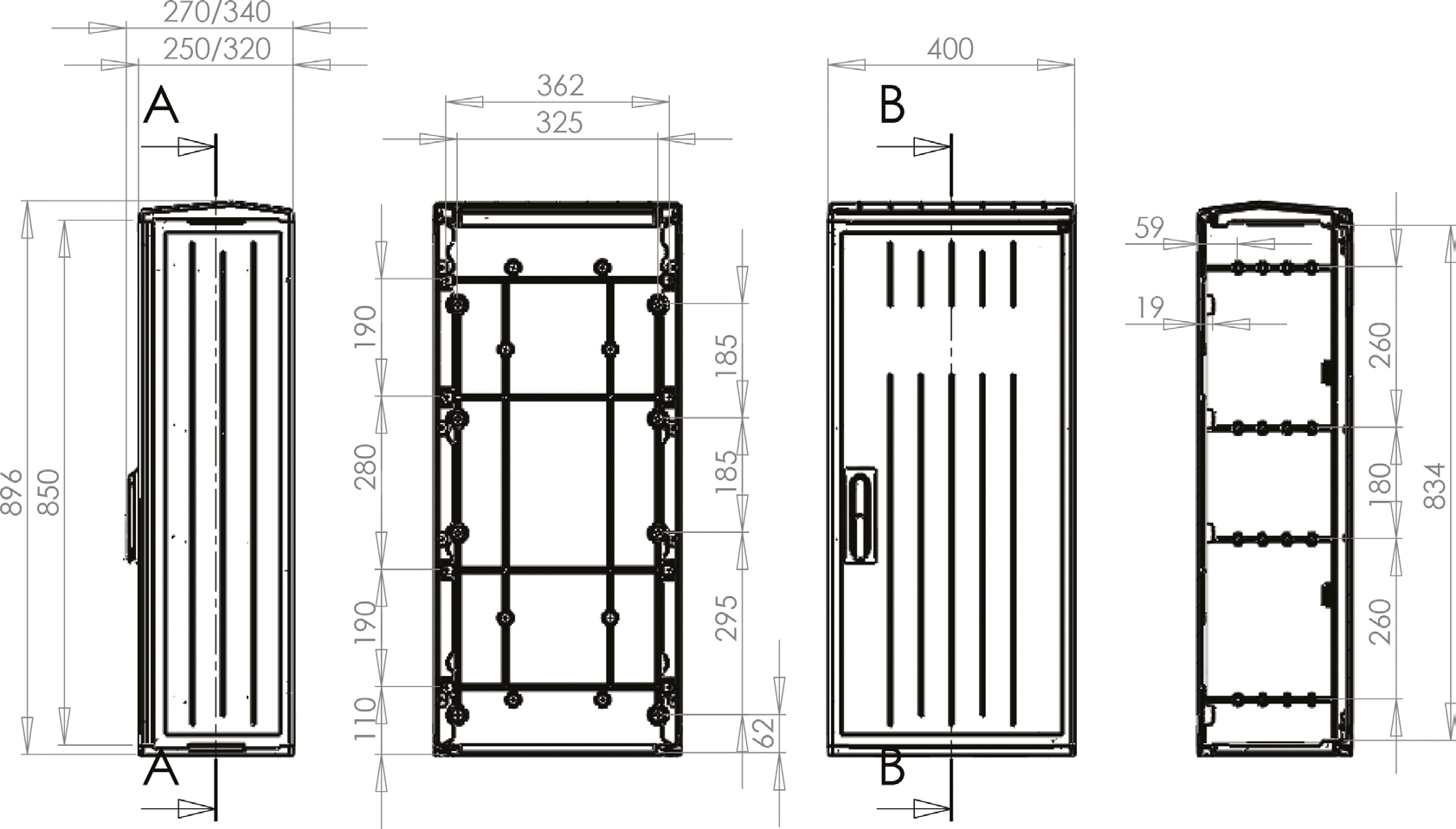 PVT-K-L 40x88/25 ÜRES SZEKRÉNY KÜLT.