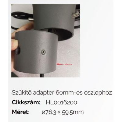 SZŰKÍTŐ ADAPTER 60mm-es oszlpohoz