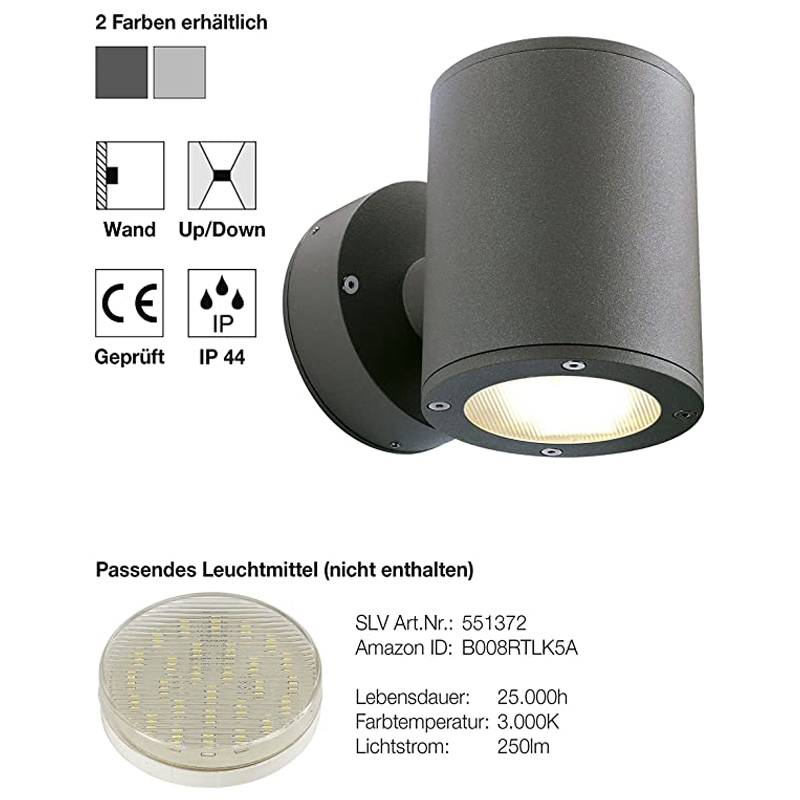KÜLTÉRI FALI 2*9W GX53 ANTRACIT SZÜR
