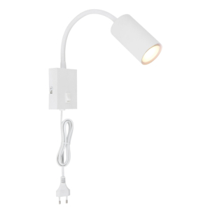 Fali lámpa fehér fém fehér műanyag fehér PVC kábel bille