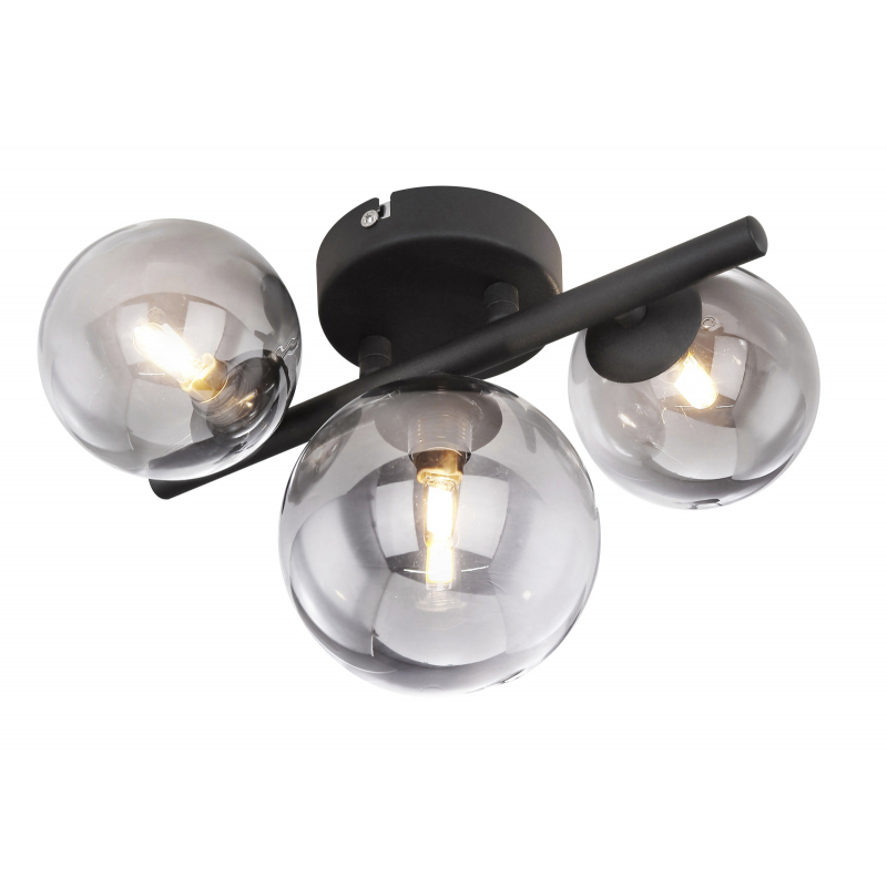 Mennyezeti lámpa fém fekete váz, füstszínű búrával Búra méretek: 1x12