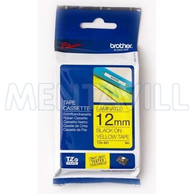 Feliratozó szalag 12mm sárga/fekete tze-631 laminált