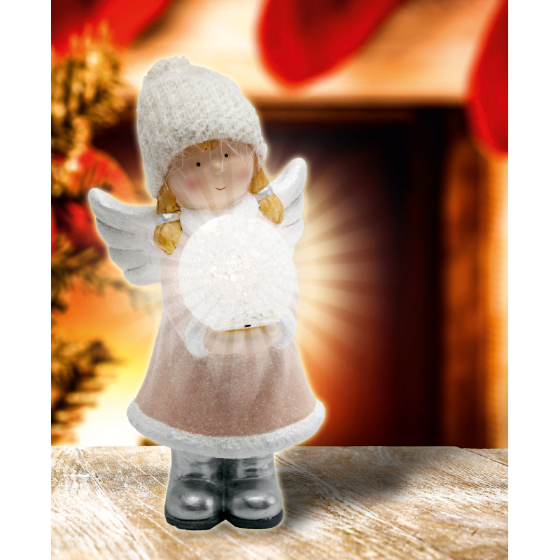 XMAS Kerámia figura, kislány, vil