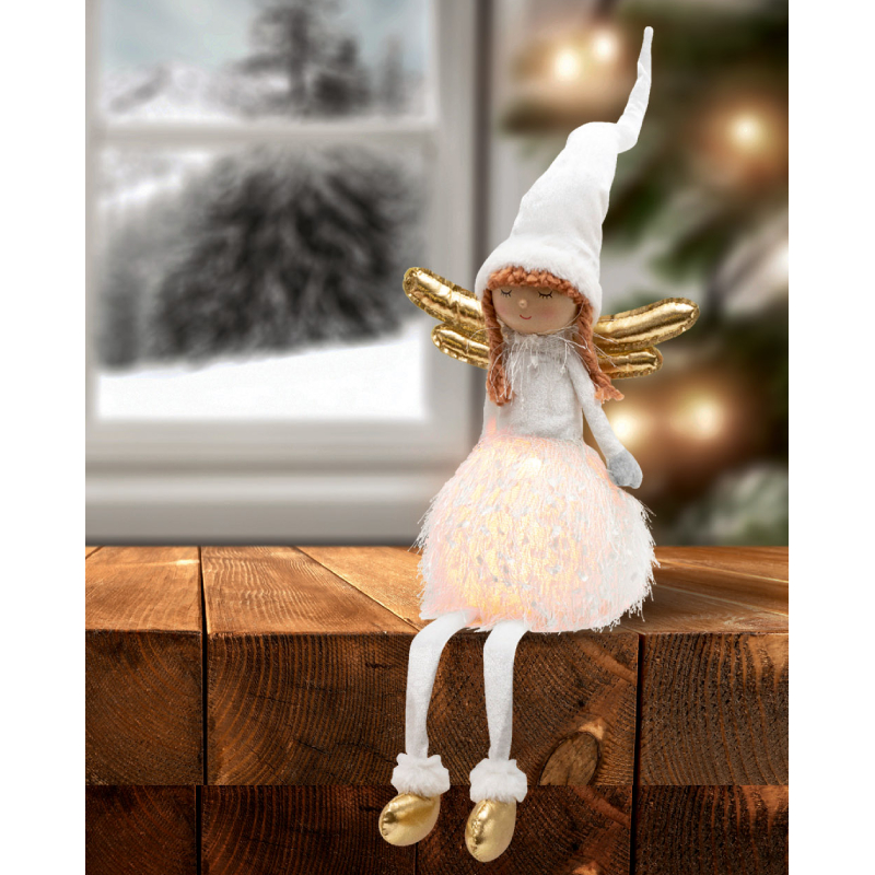 XMAS Angyal, világító, ülő angyal
