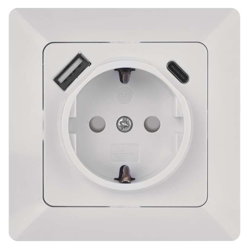 USB A+C 3 a max.schuko white