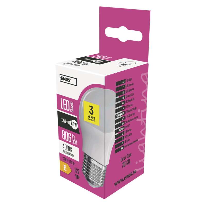 LED  MINI GL 7,3W(60W) 806lm E27 NW