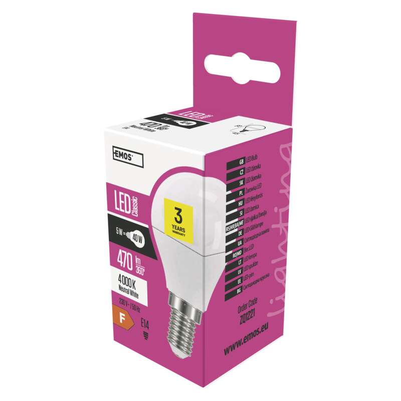 LED  MINI GL 5W(40W) 470lm E14 NW