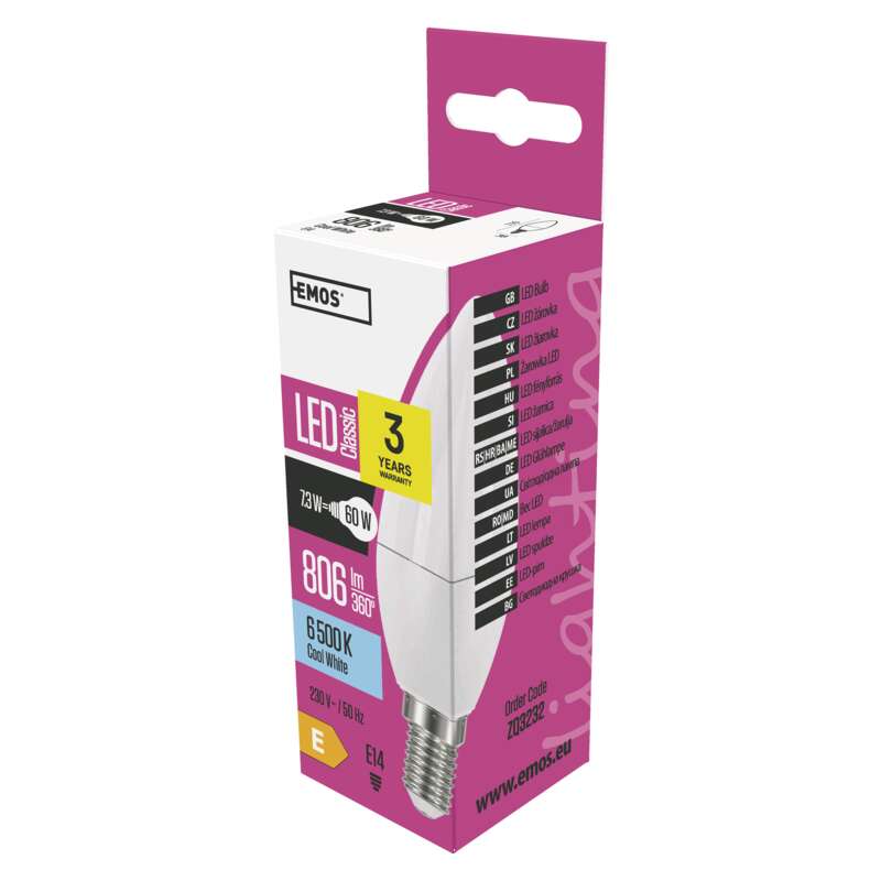 LED  CANDLE 7,3W(60W) 806lm E14 CW