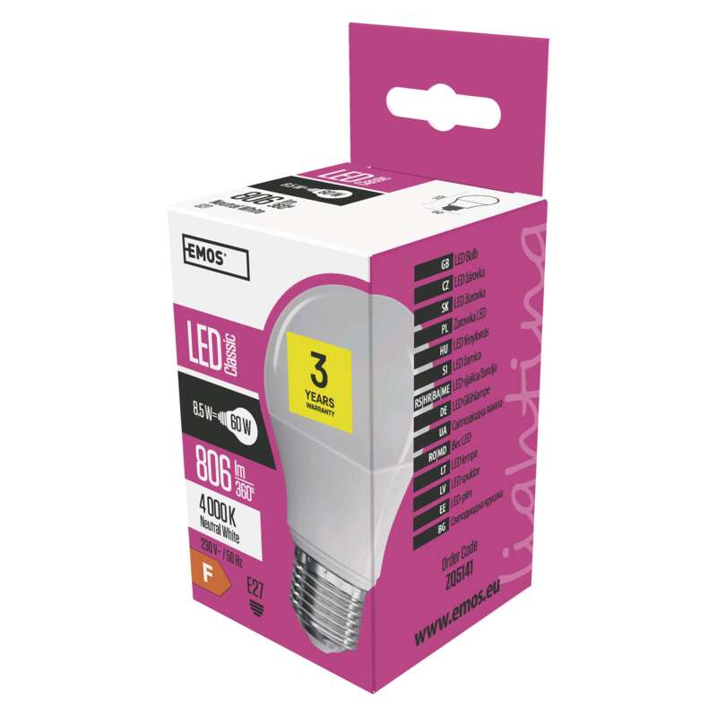 LED E27 NORM   8,5W 806lm A60 NW