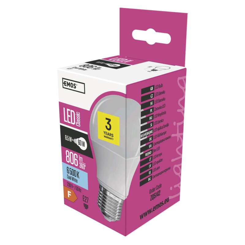 LED E27 NORM   8,5W 806lm A60 CW