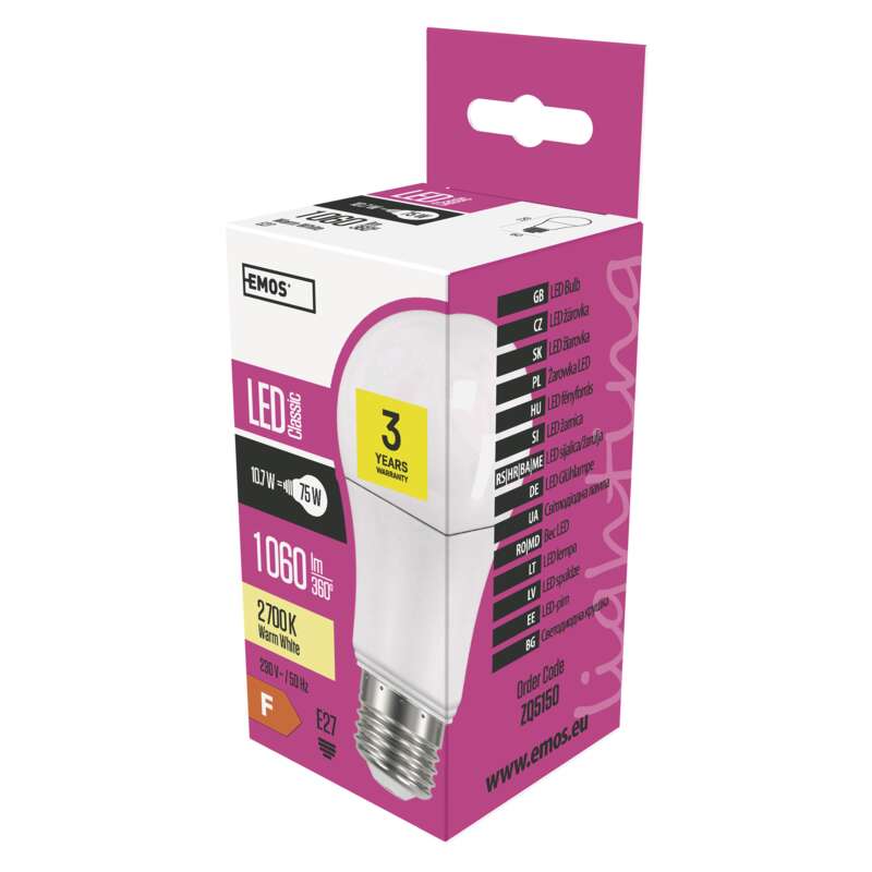 LED E27 NORM  10,7W 1060lm A60 WW