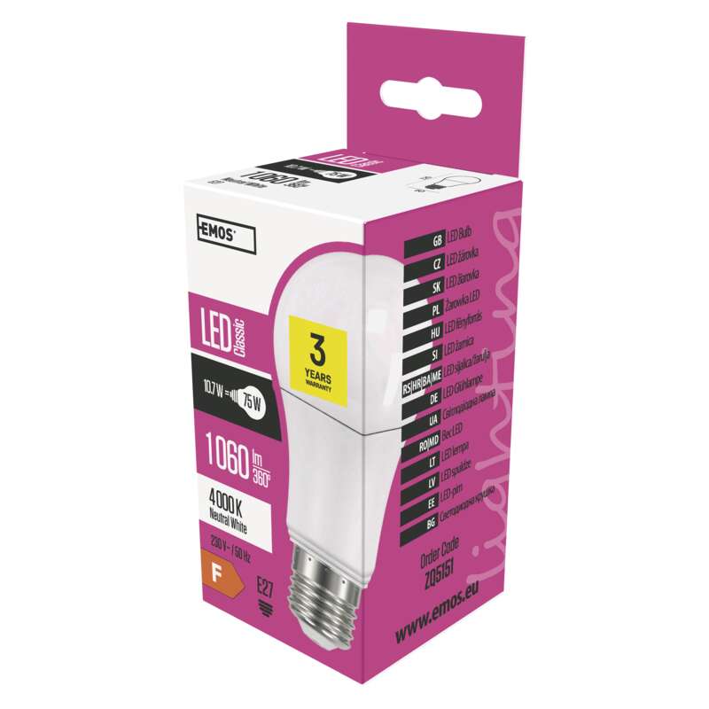 LED E27 NORM  10,7W 1060lm A60 NW
