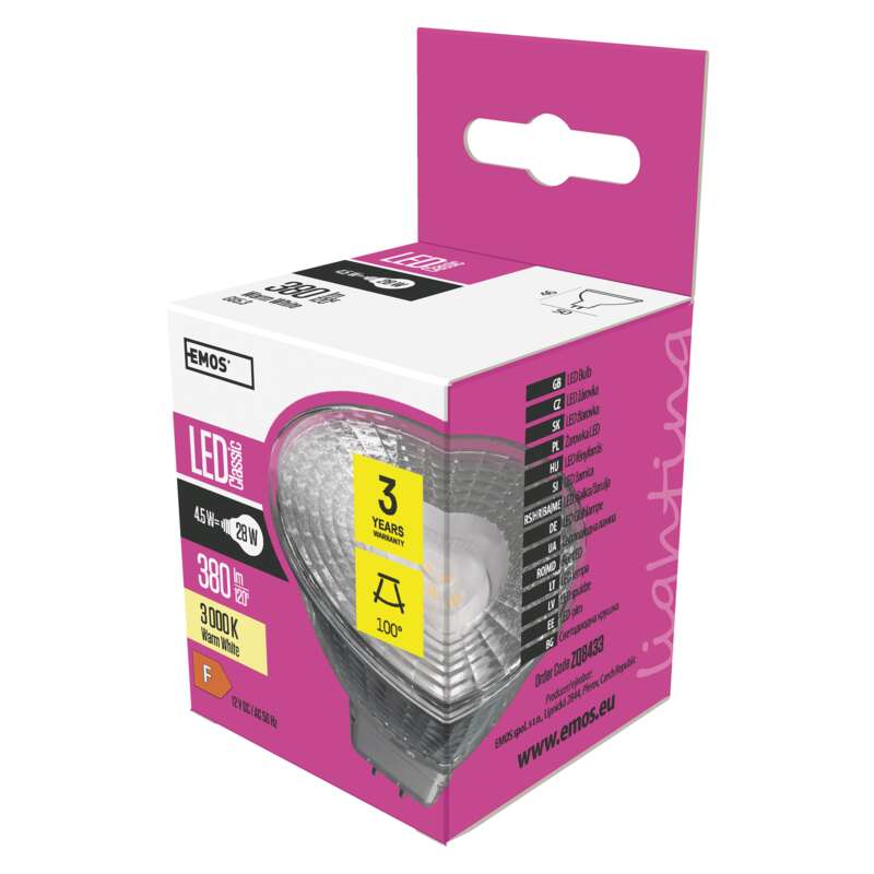 LED  MR16 4,5W(25W) 380lm GU5.3 WW