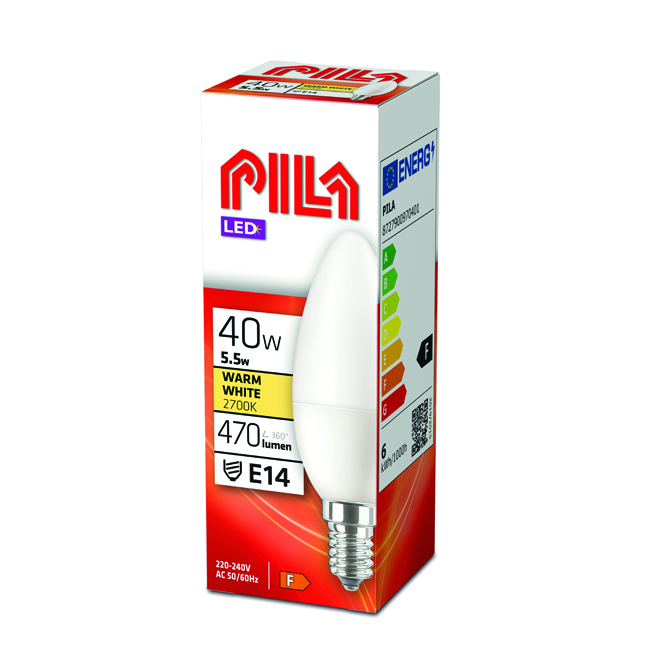 PILA LED 40W B35 E14 WW FR ND 1CT/10