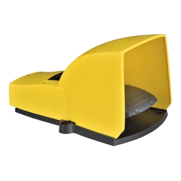 Egylábas lábkapcsoló, IP55, fedéllel, műanyag, sárga, 2 NC+NO