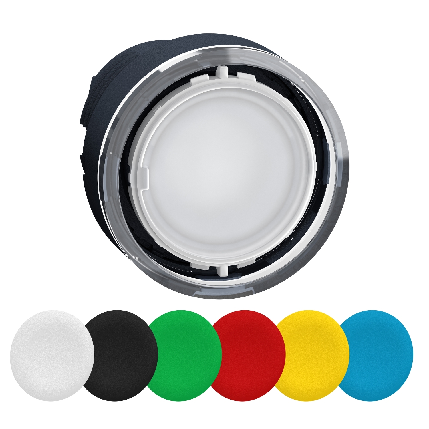 HARMONY műanyag világító nyomógomb fej O22 visszatérő 6 eltérő szín