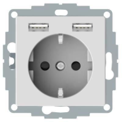 MERTEN 2P+F alj. 2xUSB tölt. Akt.fh 16A/2,4A