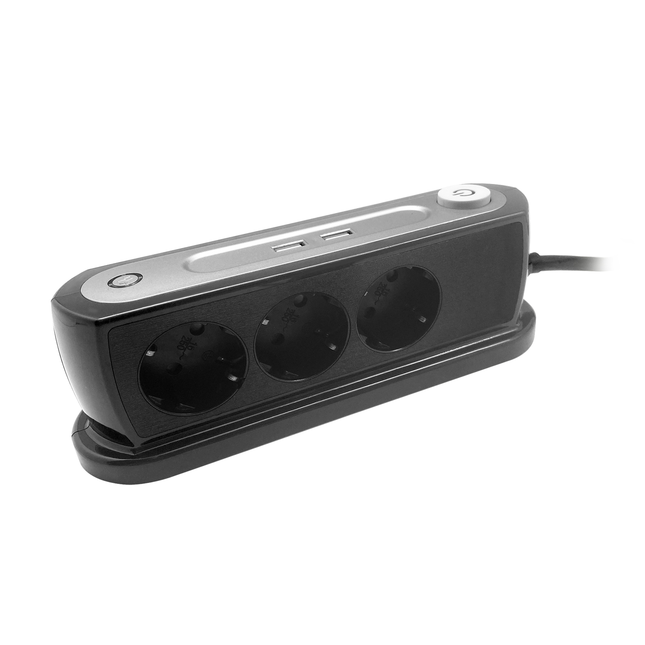 ORNO KAPCSOLÓS DUGALJ+USB FEKETE