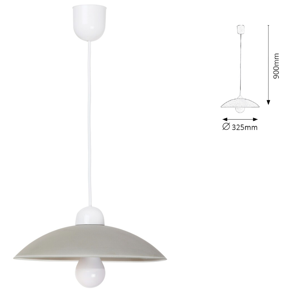 CUPOLA függ.E27 60W fix szürke@