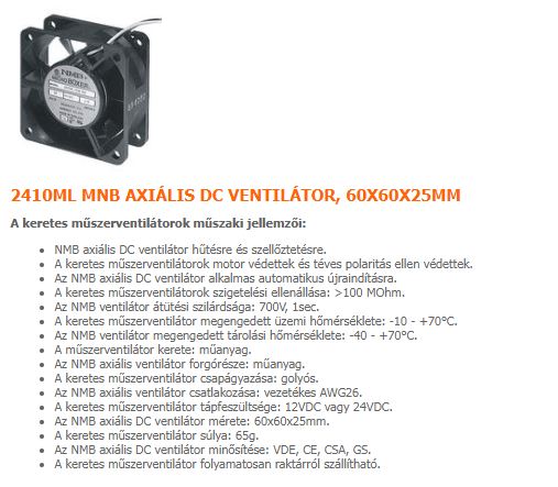 VENTIL KERETES 60x60x25  24V DC