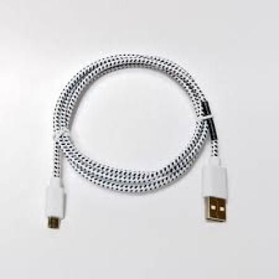 Adatkábel micro usb,szövet 1M, fehé