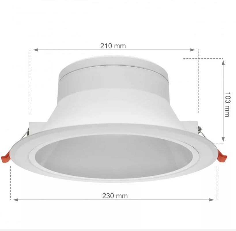 LED spot 30W 4000K beép. IP44 fh.@ Ceiline III LED downlight 230V 25W