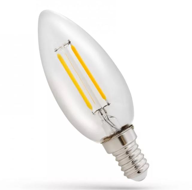 LED gyertya E14 6W 2700K filament@ C35 E-14 230V 6W COG WW áttetsző