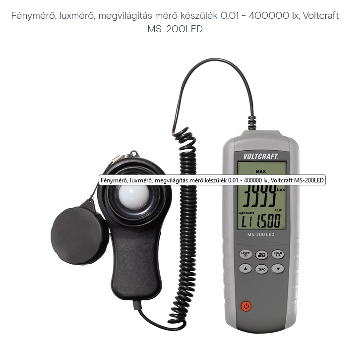 Fénymérő digit. ms-200ld 0.01 - 400000 lx, Voltcraft MS-200LD