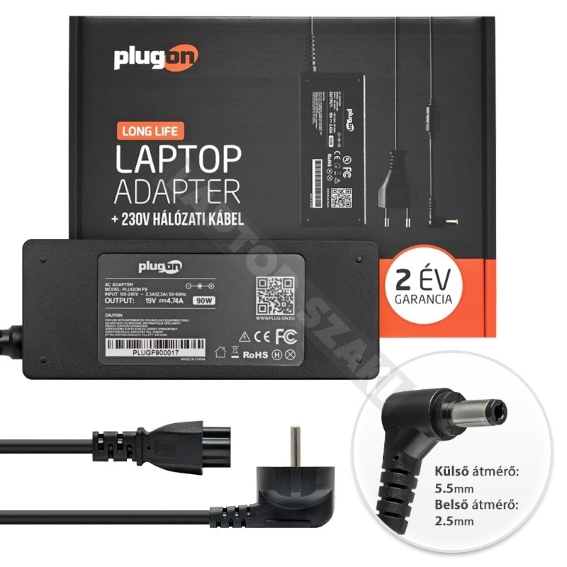 TÁPEGYSÉG LAPTOPHOZ 19V 4,74A 90W