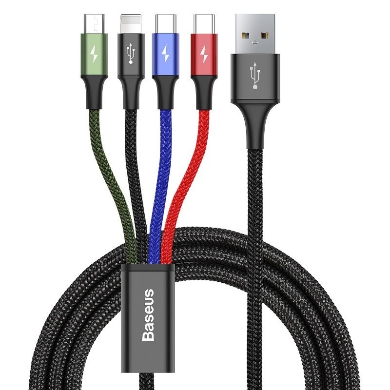 Usb-c töltőbábel 4:1 fekete 1,2M @ CA1T4-B01 018721