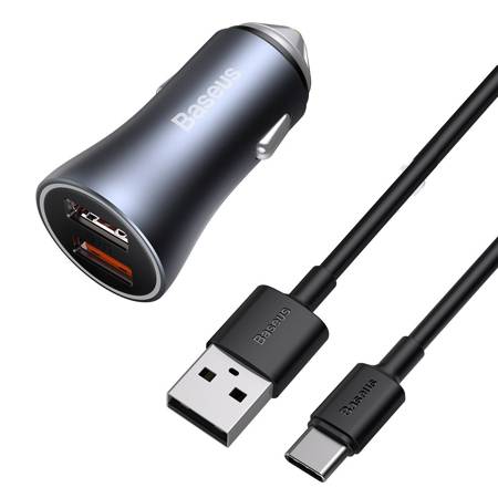 AUTÓS TÖLTŐ 2XUSB 40W SZÜRKE@