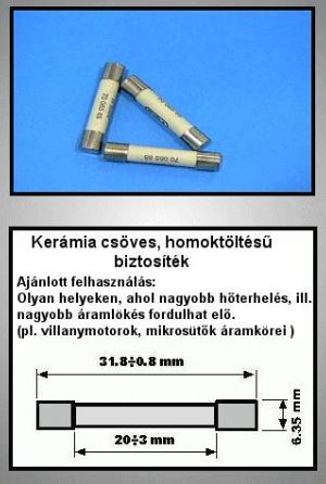 ÜVEGCSÖVES BIZT.6,3x32mm 16.0A LOMHA