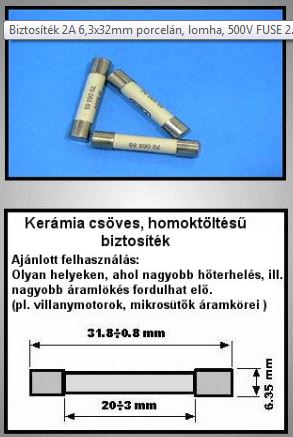 ÜVEGCSÖVES BIZT.6,3x32mm 2,0 KERÁMIA