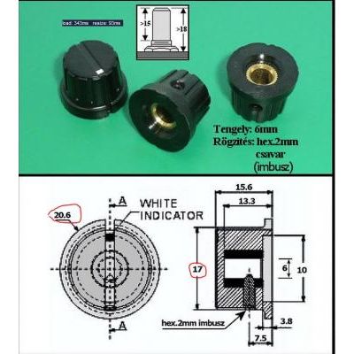 Potméter forgatógomb 20,6x15,6
