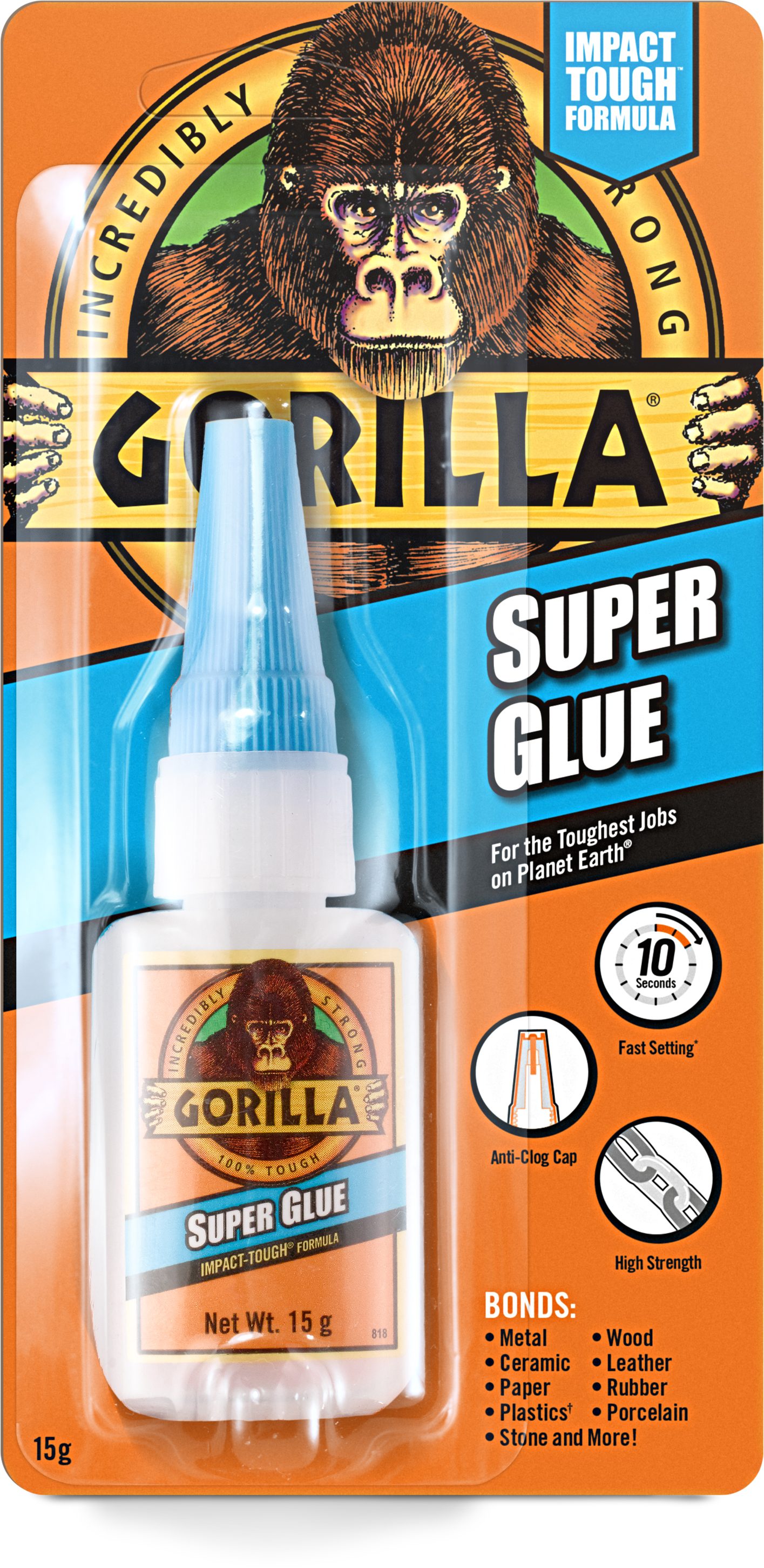 Ragasztó super glue gorilla 15g pillanatragasztó